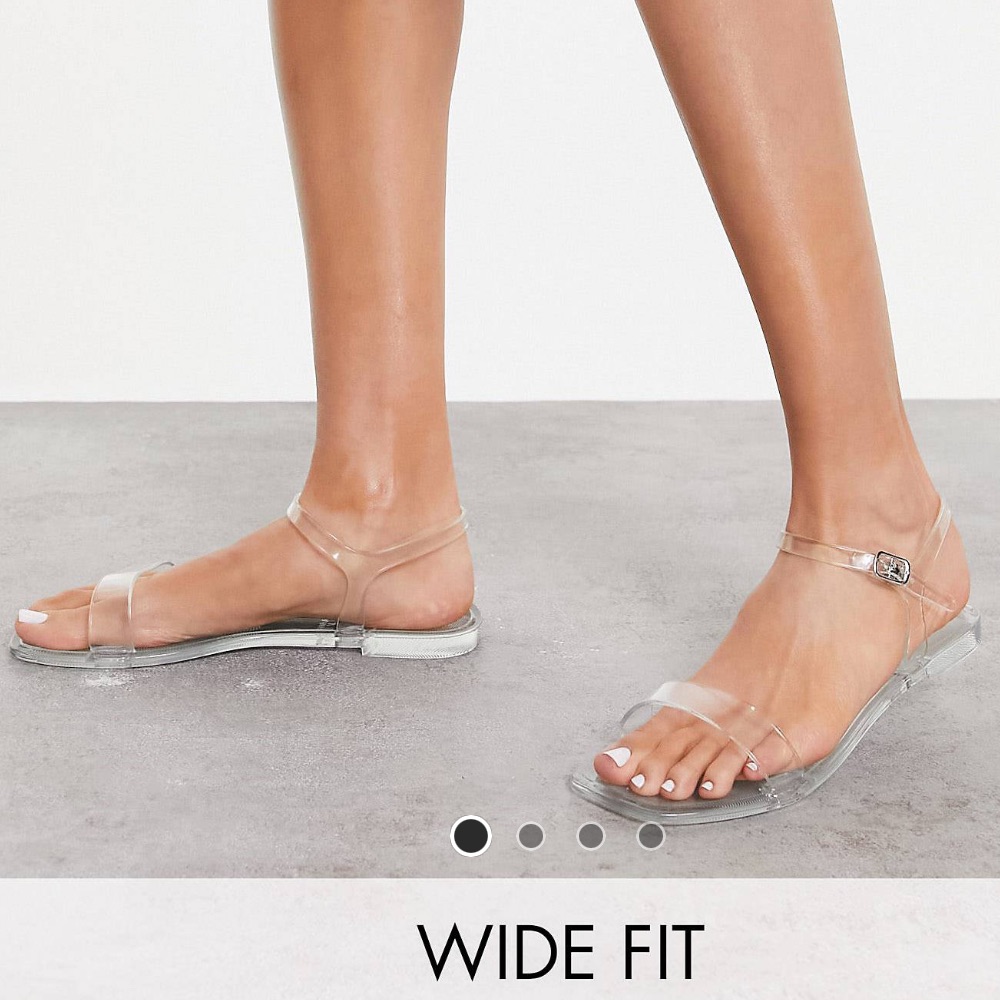 See-Thru, Clear, Jelly Ankle Stap Sandals, (Wide Fit, Size 8)!